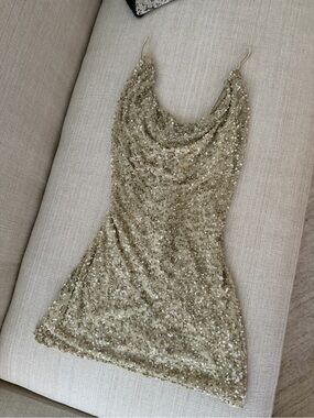 Retrofete Gold Sequin Mini Dress